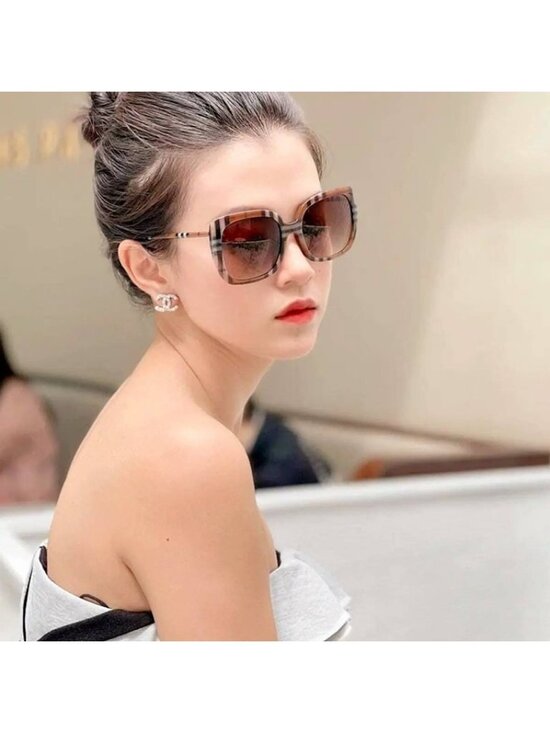 Burberry BE4323 400513 Women Sunglasses Check Brown Square Frame, Brown Lenses main image 7